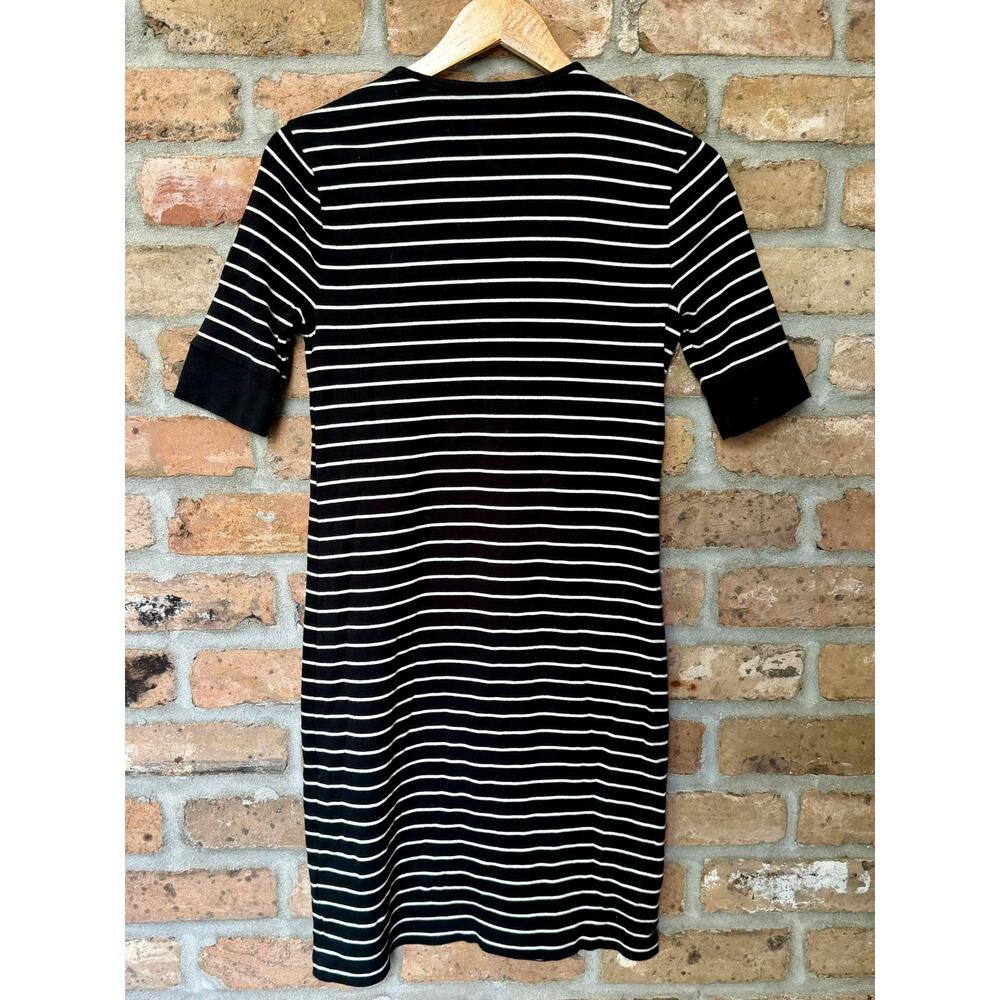Lauren Ralph Lauren Striped Navy White Midi Dress Petite Med Nautical Preppy - Picture 2 of 8